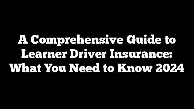 A Comprehensive Guide to Learner Driver Insurance: What You Need to Know 2024